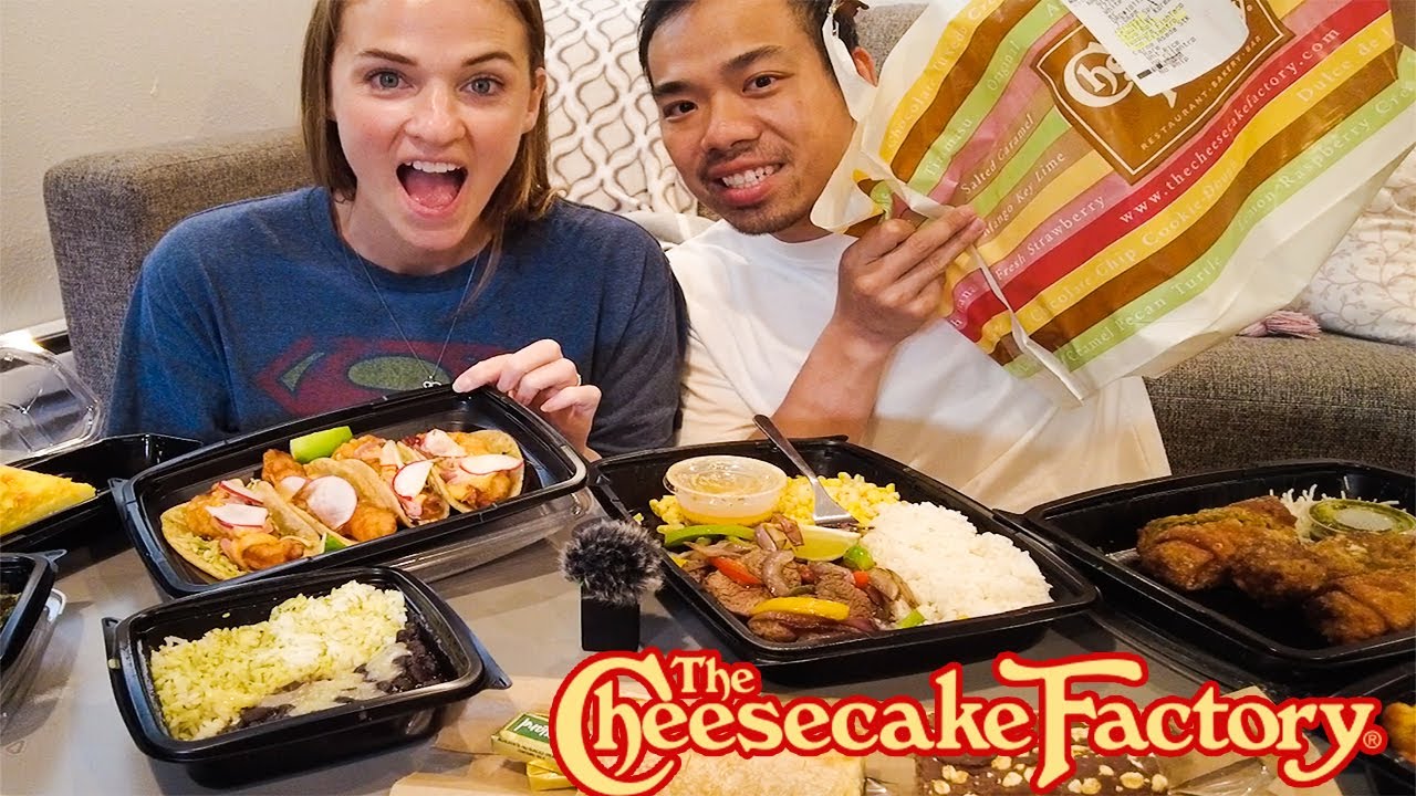 TRYING CHEESECAKE FACTORY - FISH TACOS, AVOCADO EGG ROLLS, STEAK FAJITAS & MANGO KEYLIME CHEESECAKE