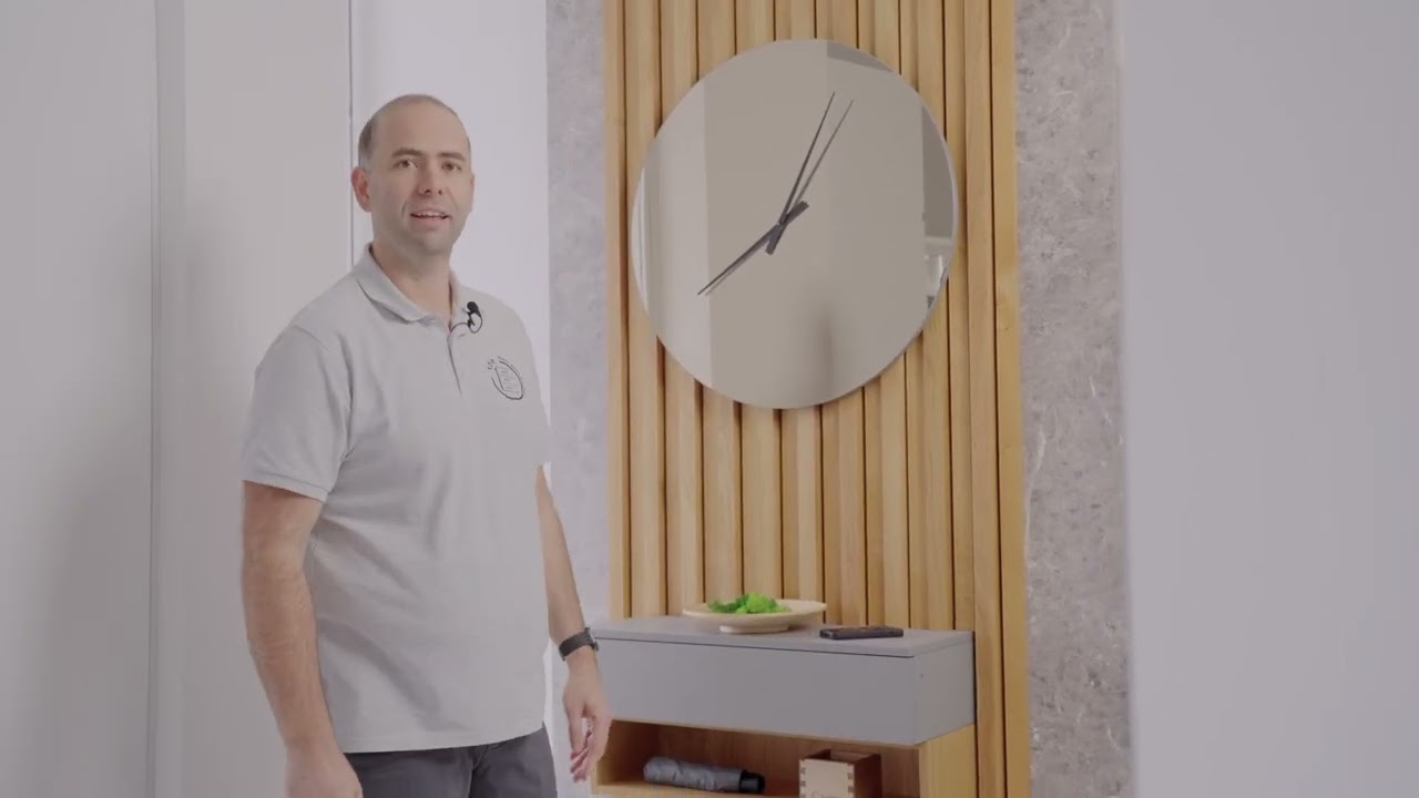 Design, tömörfa léces, tükörórás előszobabútor