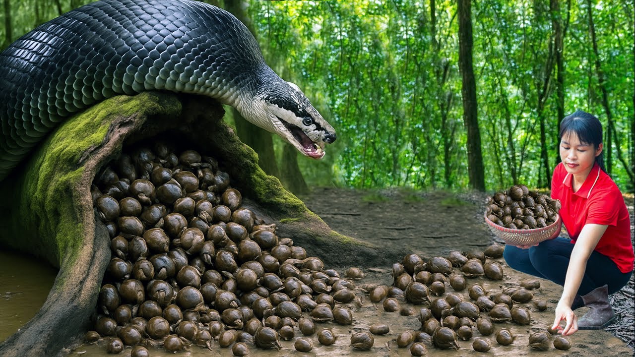 Harvesting Mountain Snails and Selling Them at the Market | How to Catch Snails on a High Mountain