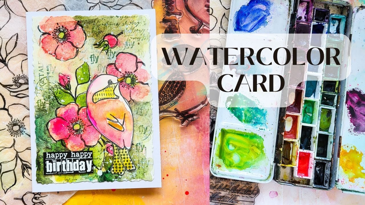 Card Making Tutorial with Stamped Tissue Paper and Watercolors