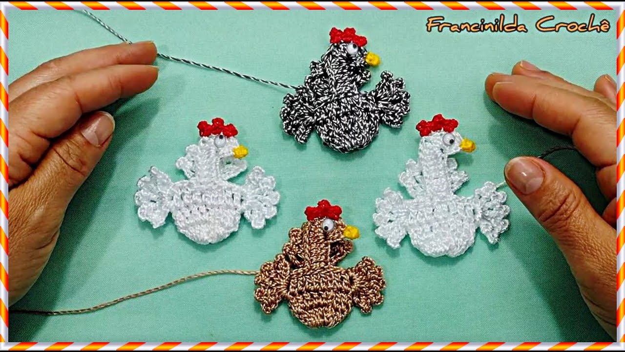 Galinha de crochê 🐓 ímã de geladeira ou para aplique! Venha conferir o passo a passo! 😍