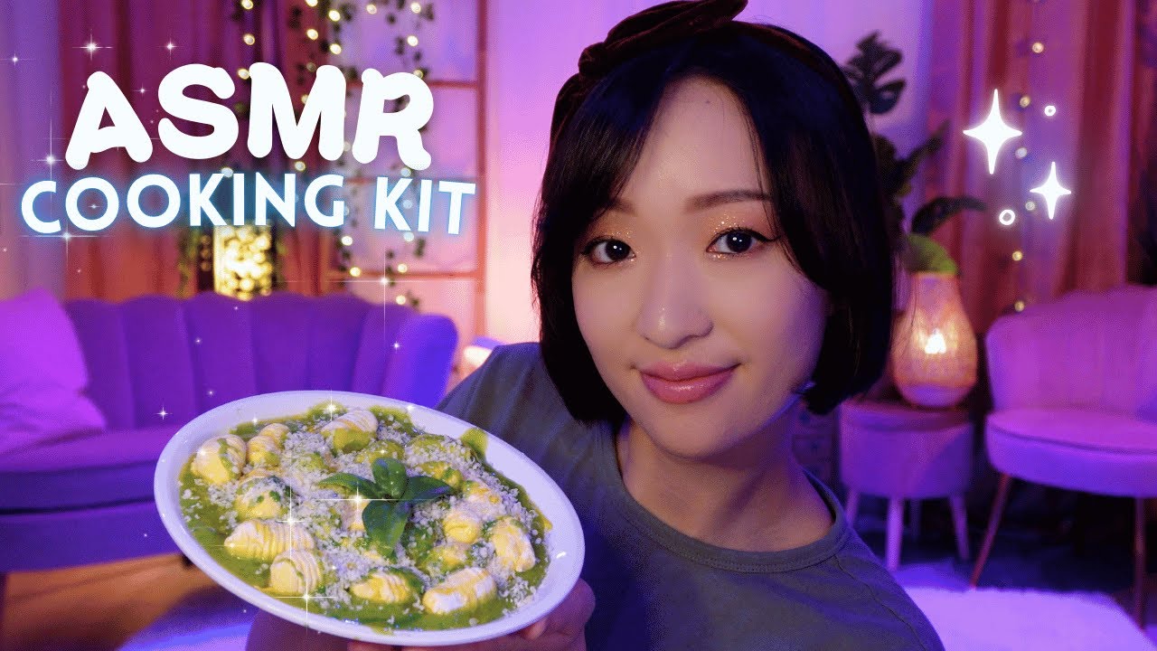 ASMR COOKING KIT 🌱 On prépare des pâtes au pesto avec... du SLIME 👩🏼‍🍳✨