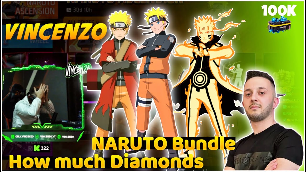 VINCENZO Spend Diamond For NARUTO Bundle in Garena Free Fire RTX 5090, 5070, 5060, 5080 4K 240FPS