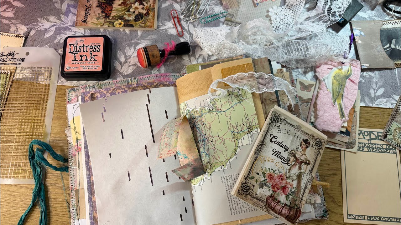 Adding ephemera to the scrap box grungy junk journal
