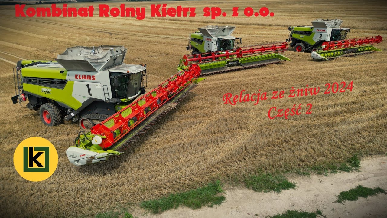 Żniwa 2024 Kombinat Rolny Kietrz sp. z o.o. |Relacja z koszenia pszenicy| cz.2 8x Claas Lexion