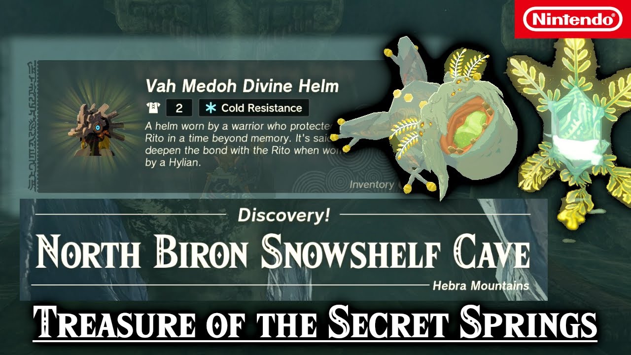 Vah Medoh Divine Helm | Treasure of the Secret Springs | North Biron Snowshelf Cave | Bubbulfrog