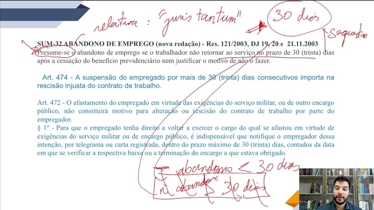 Súmula 32 TST - abandono de emprego