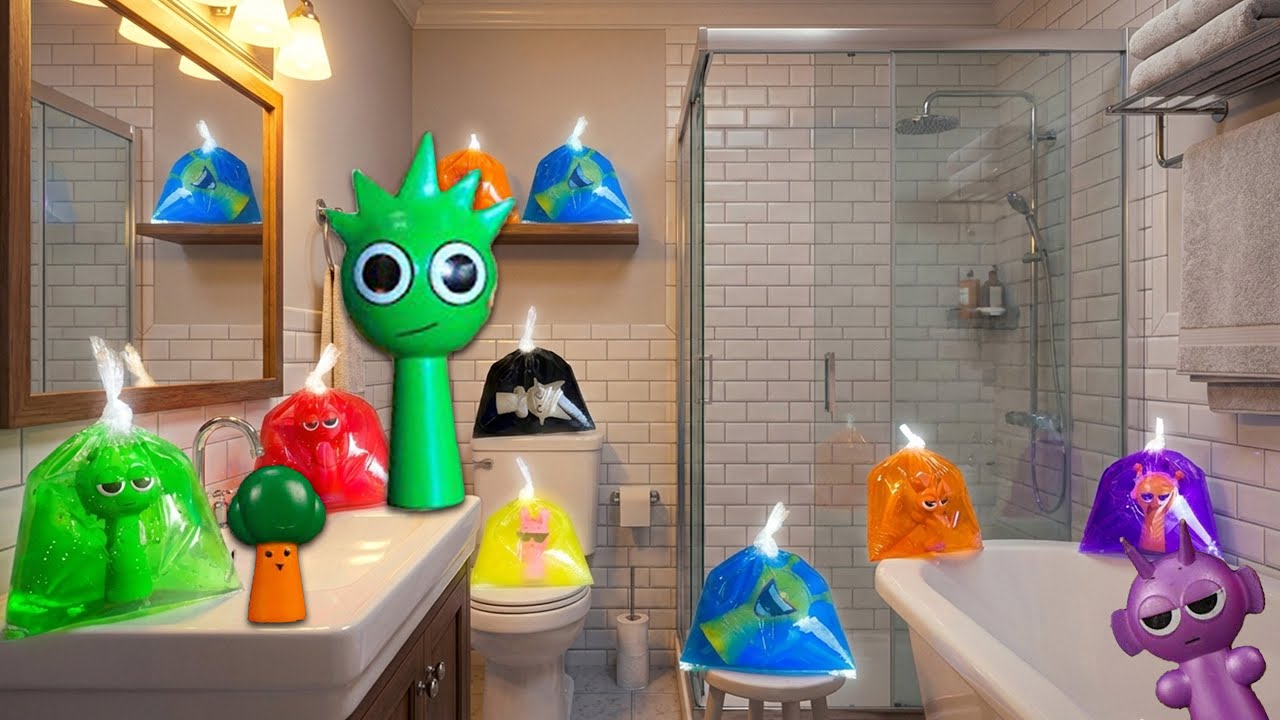 Something Strange Was Hidden in My Bathroom… Sprunki in Water Bags?!