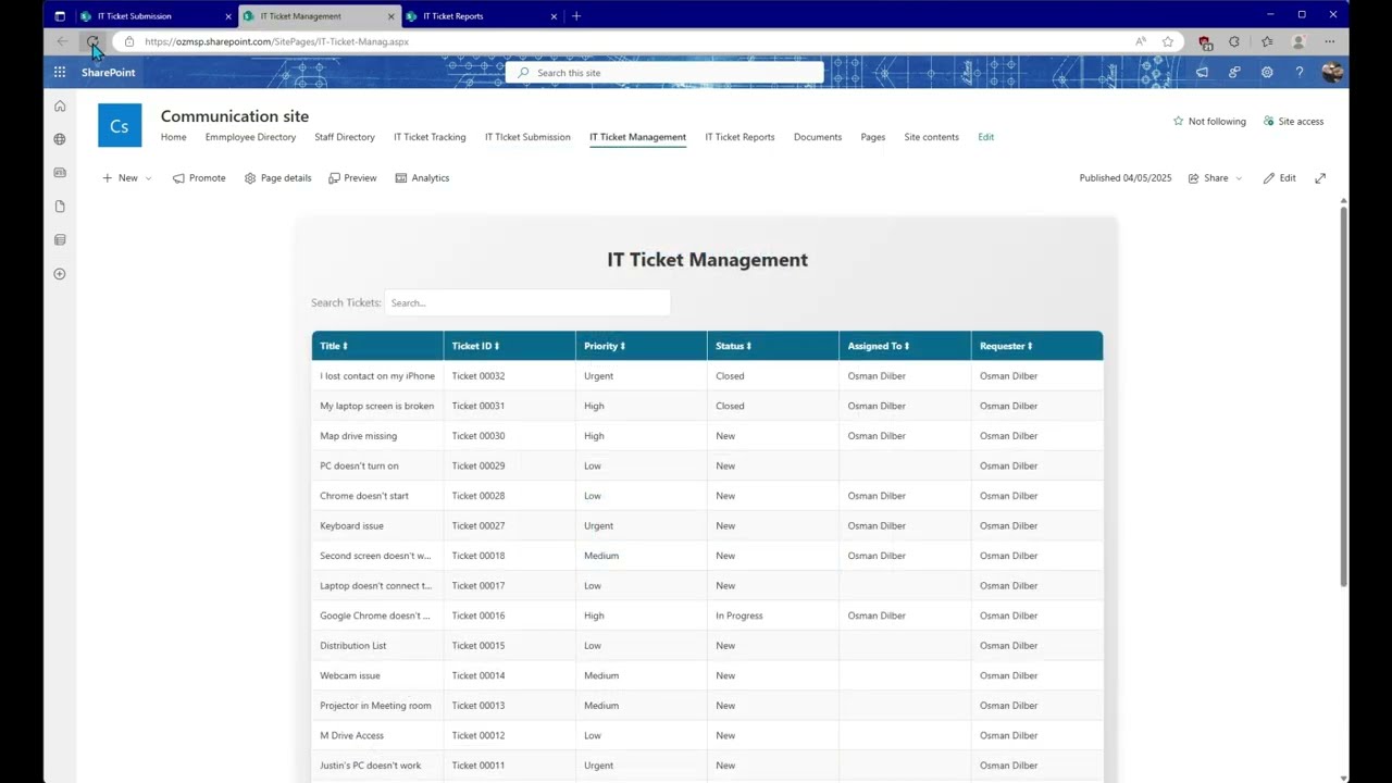 IT Ticket System on SharePoint #ITTicket #sharepoint