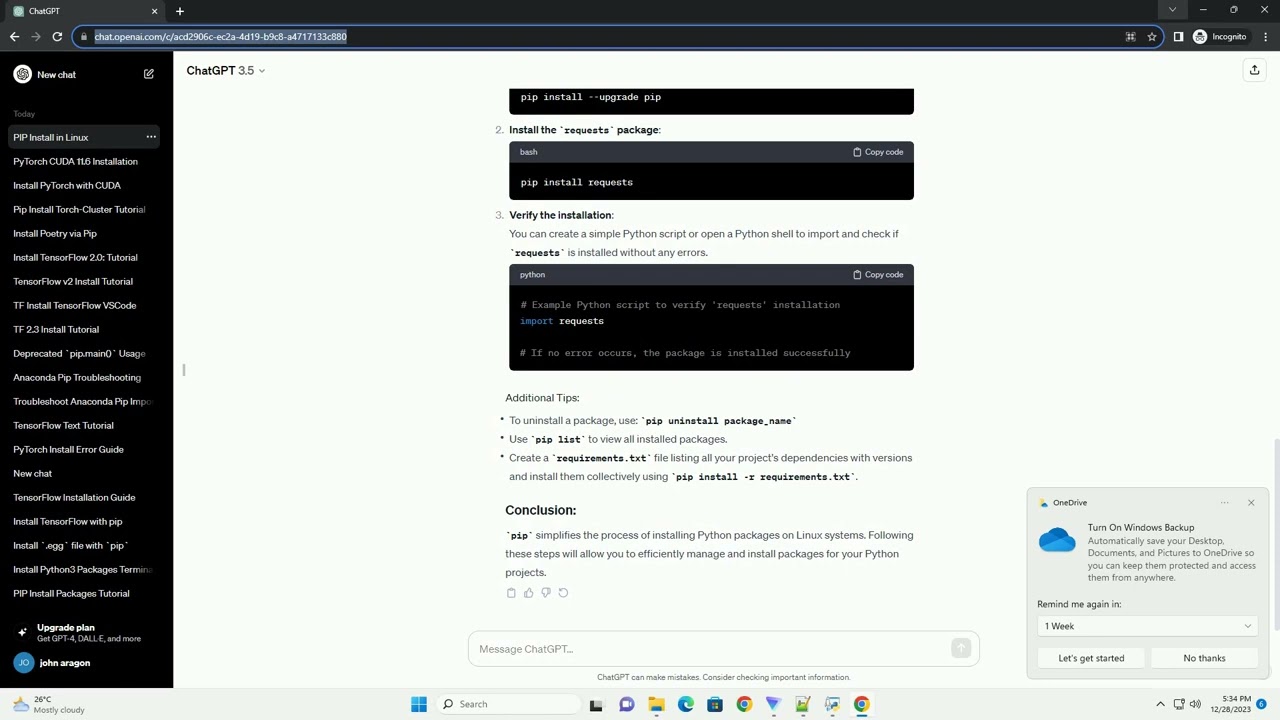 how to pip install in linux