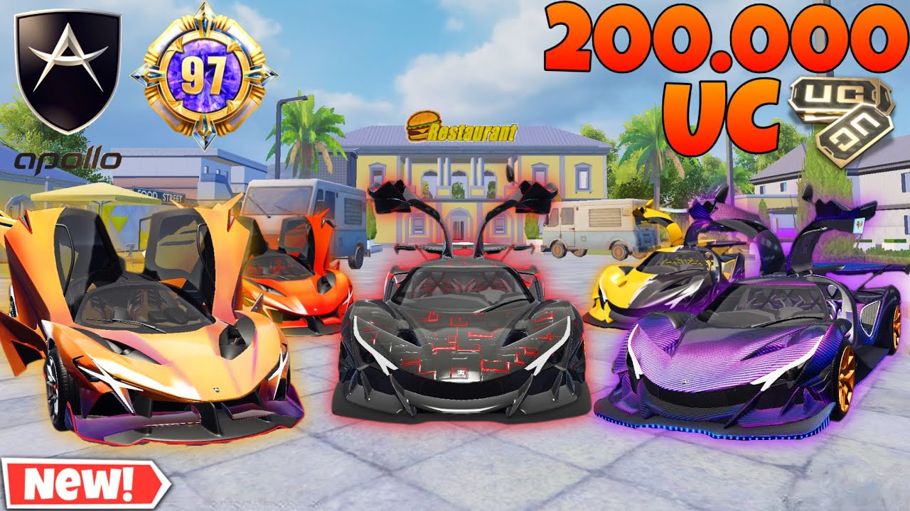 200.000UC🥵 7/7 ALL CARS😱I PLAY WITH APOLLO CARS PUBG MOBILE🔥
