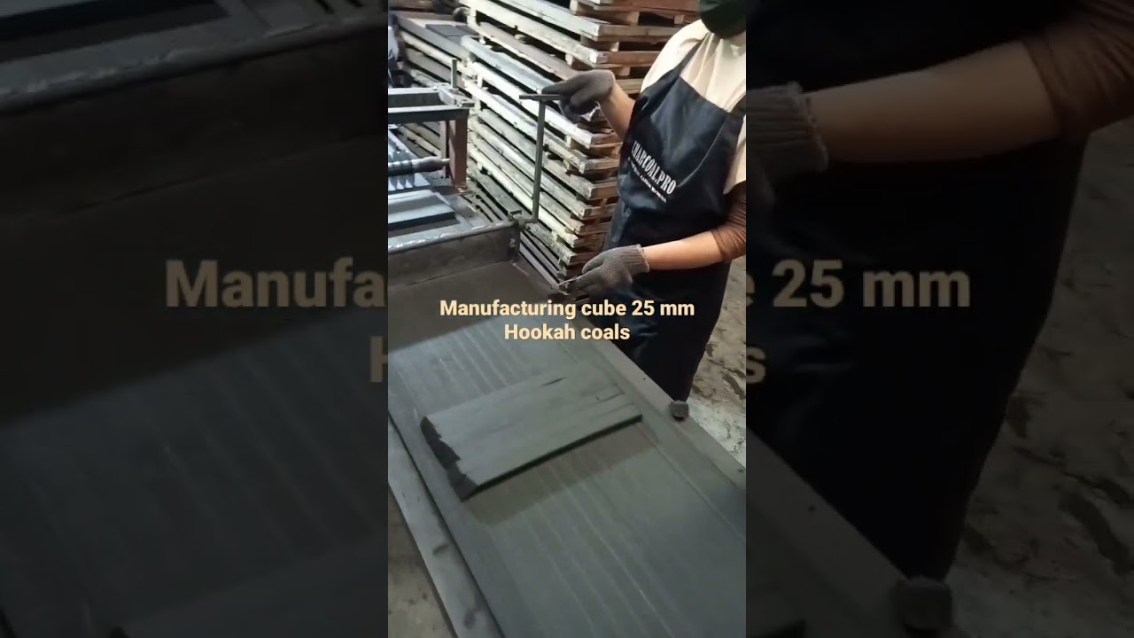 Manufacturing hookah coals: cutting cube 25 mm