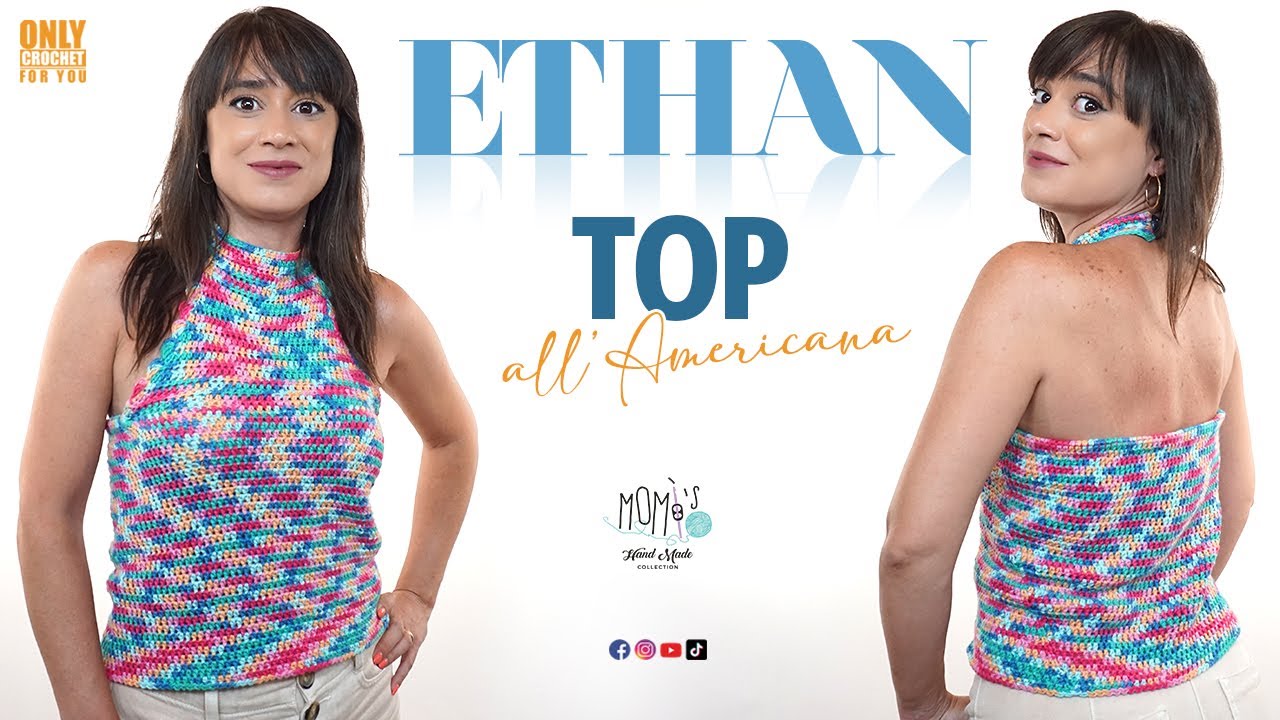 TUTORIAL TOP ALL' AMERICANA UNCINETTO ETHAN || EASY CROCHET TOP @Momì's #uncinetto #crochet
