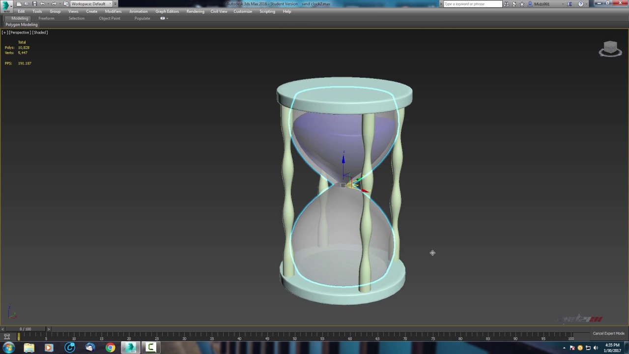3DS MaX tutorial: Modeling HourGlass