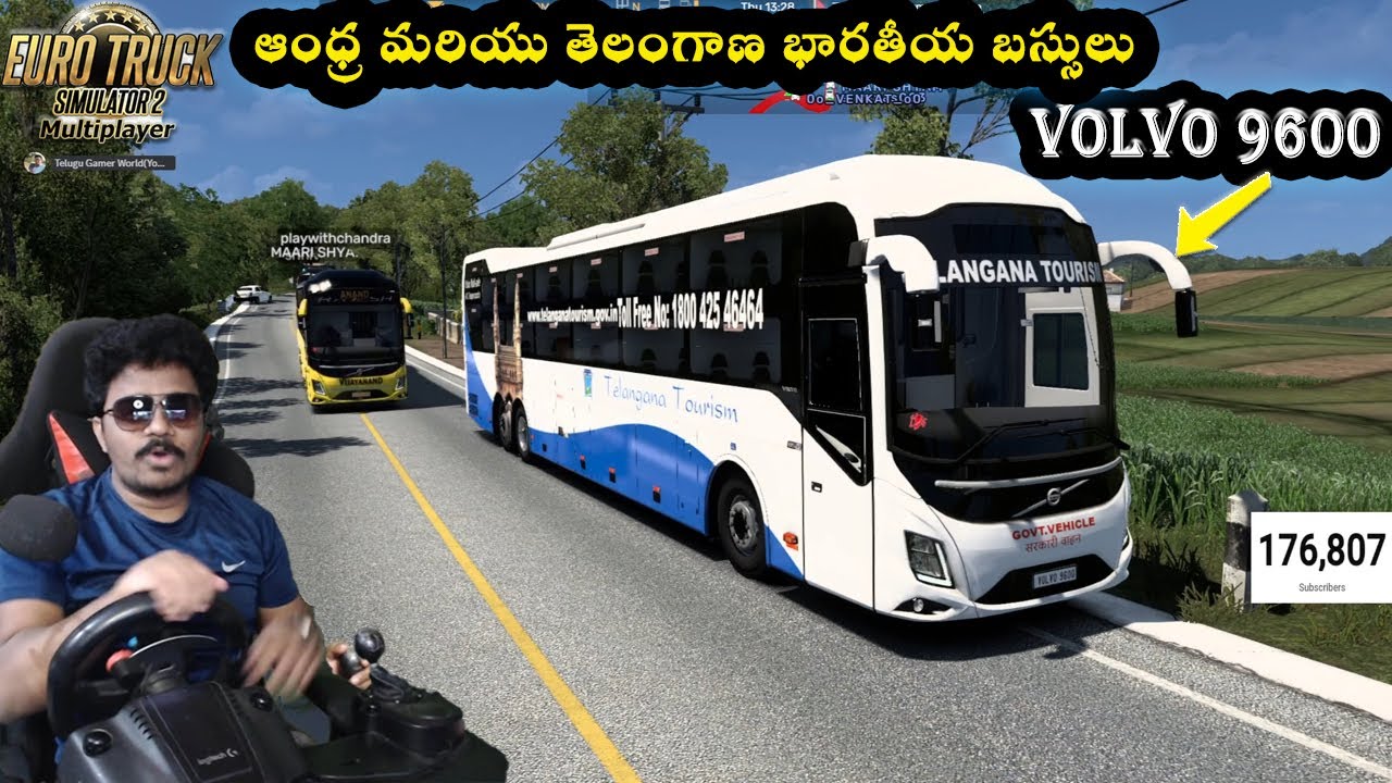 👌Free Map Volvo 9600 Telangana Tourism Buses Driving with Steering ETS2 in Telugu