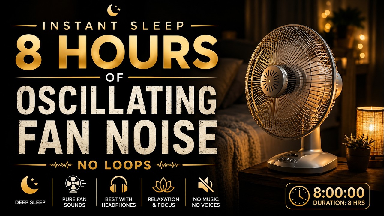 Instant Sleep: 8 Hours of Oscillating Fan Noise (No Loops)