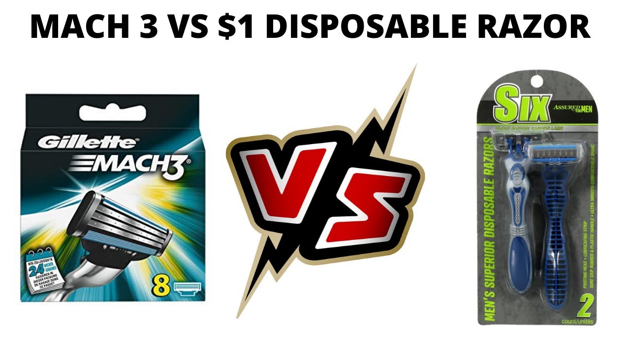 Shaving comparison.  Gillette Mach 3 vs. Assured six bladed disposable dollar store razor.