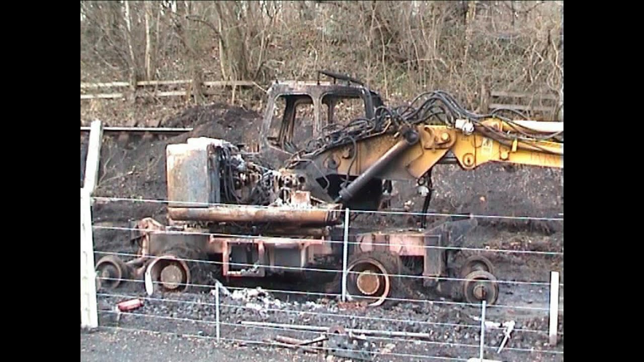 Grosmont on Esk valley line.  road railler destroyed by fire