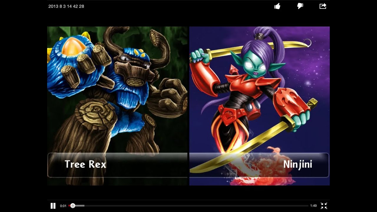 SKYLANDERS GIANTS GNARLY TREE REX VS SCARLET NINJINI