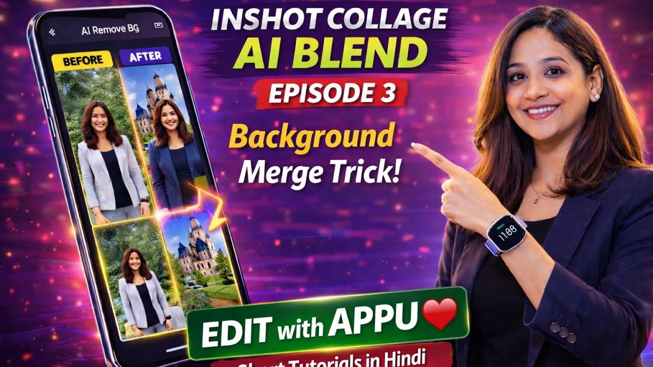 INSHOT COLLAGE -AI BLEND Inshot Tutorial in Hindi #inshotediting #photoediting #inshot #EditwithAppu
