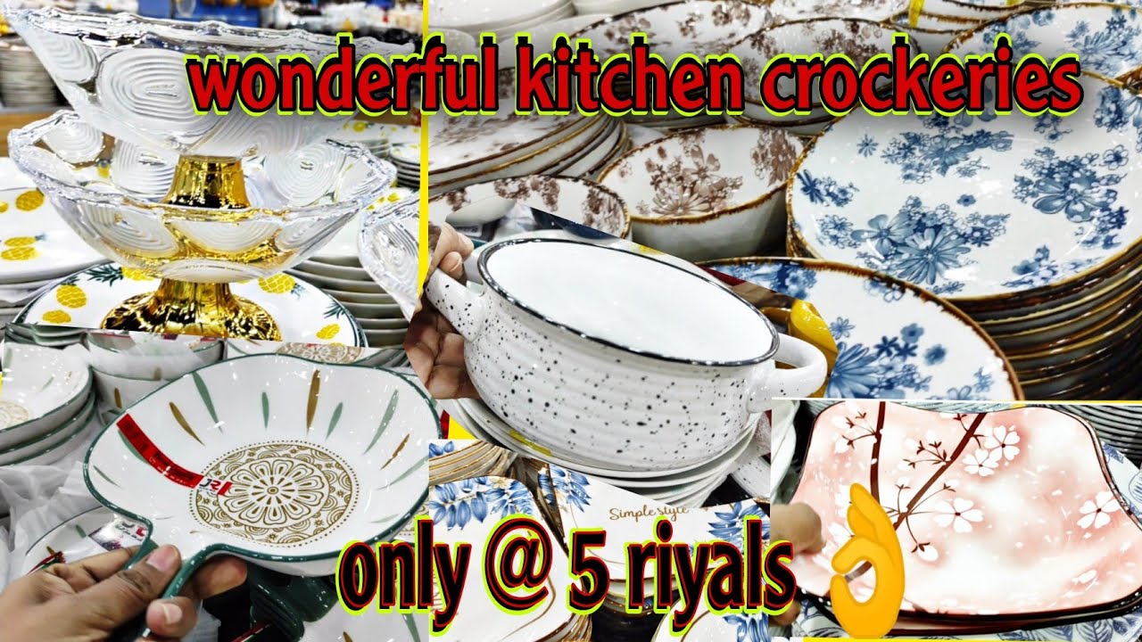 Plates Bowls Dinner set || kitchen crockeries @ 5 riyals mall || Indian life in Saudi Arabia