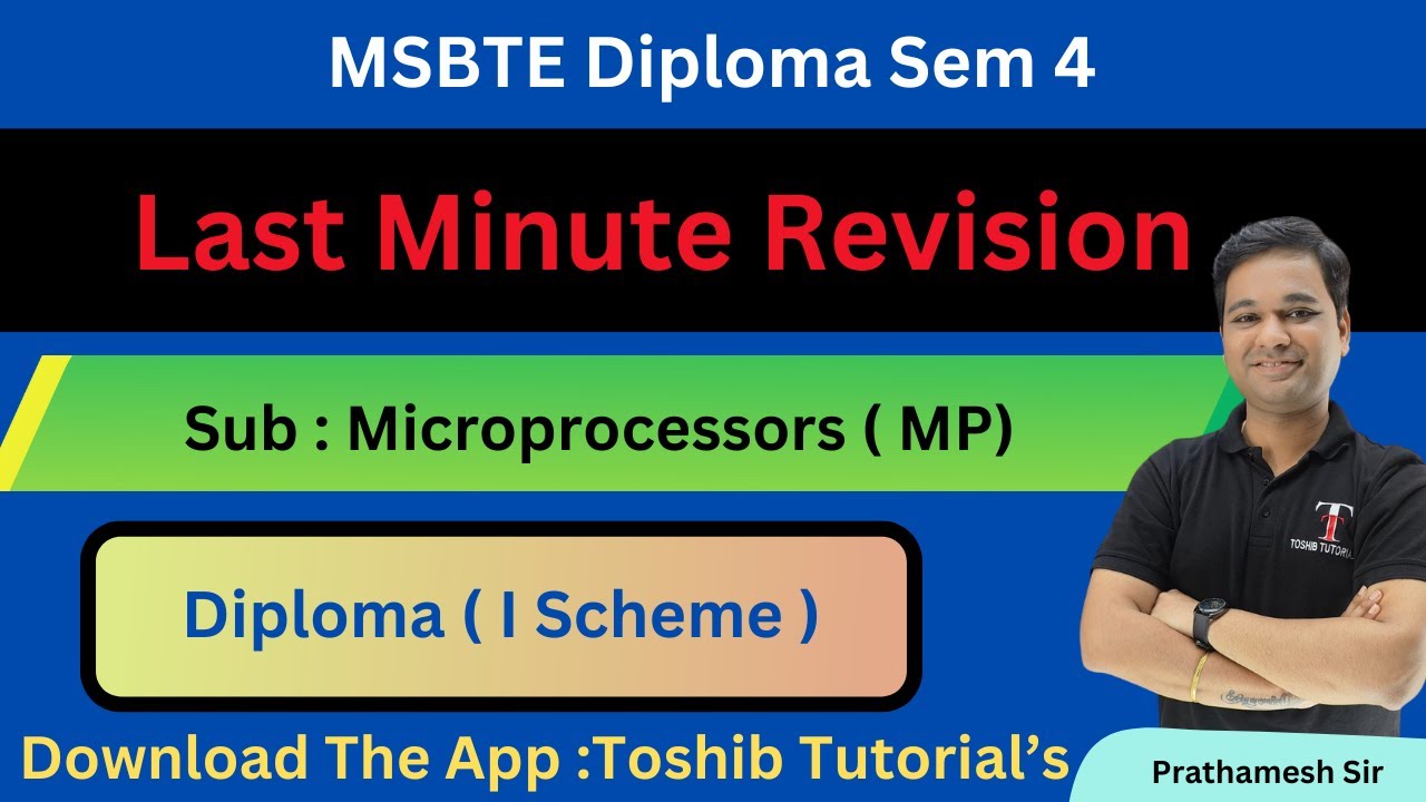 Msbte | Microprocessors | MP | I-Scheme | Sem 4 | Toshib Tutorials