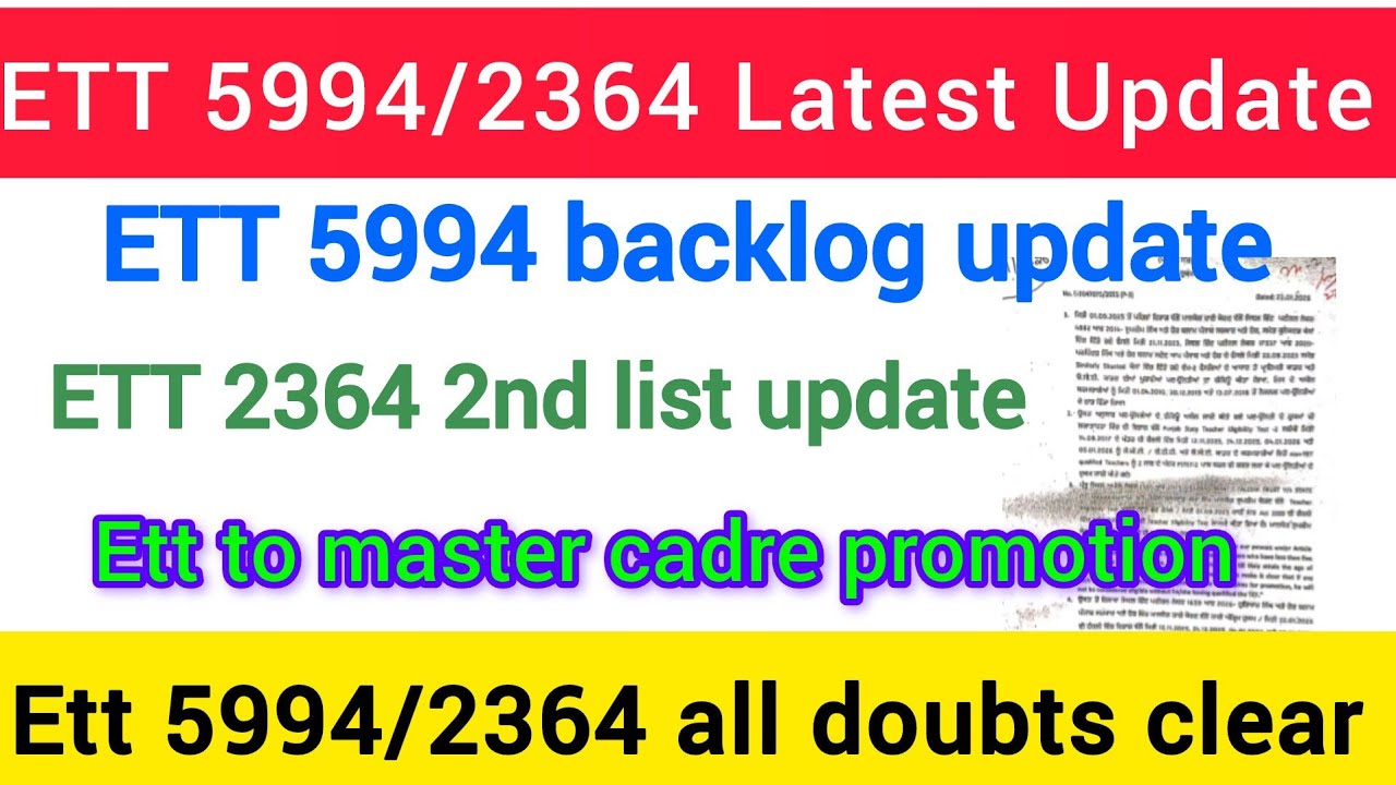 ETT 5994/6635/2364/ETT 5994 backlog/2364 2nd list update/