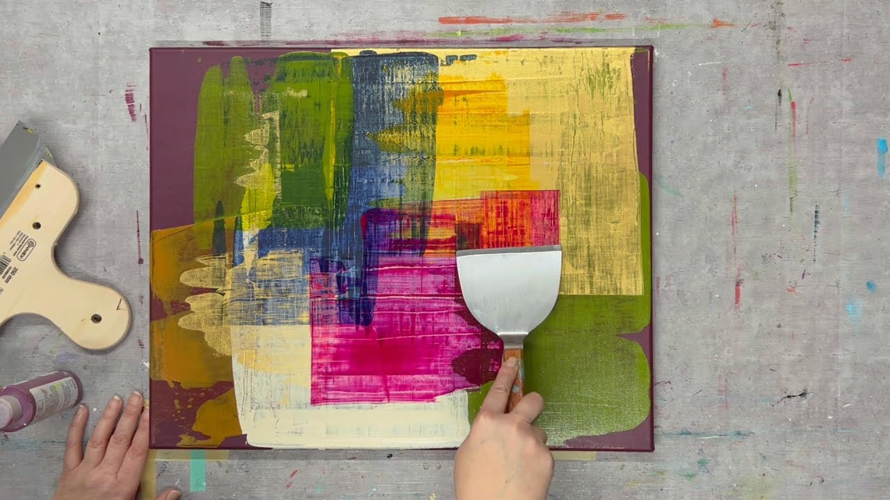abstrakte Acrylmalerei mit flüssigen Acrylfaben und verschiedenen Werkzeugen | einfach schön Malen