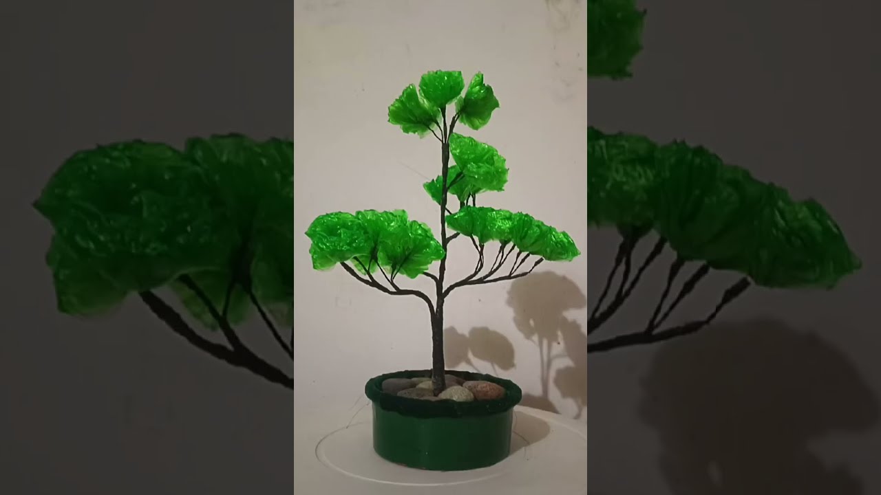 Handmade tree with polithin #handmadetrees #homedecoreitems#easytutorial #artcraft#diy 