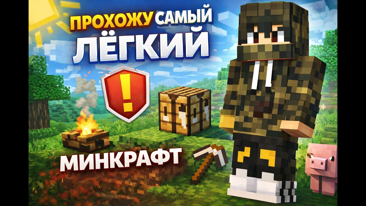 Я пытаюсь пройти самый лёгкий режим выживания в Minecraft #майнкрафт #майнкрафтвыживание #minecraft