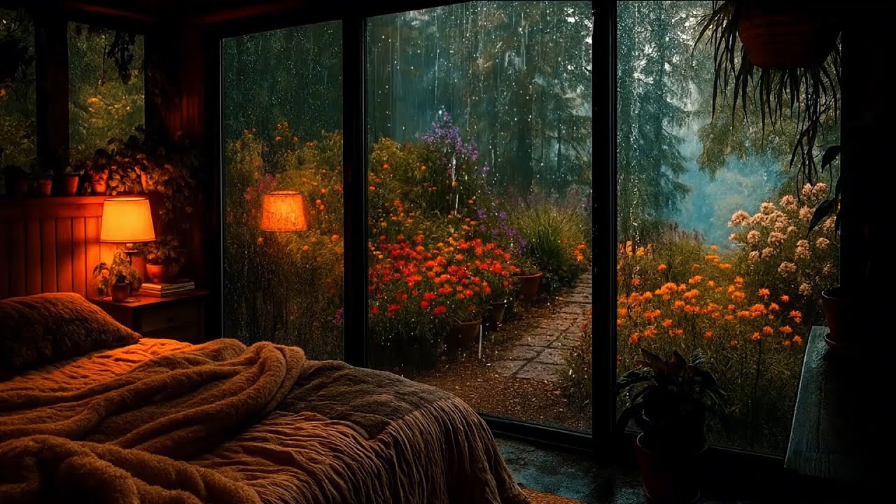 Gentle Rain in the Flower Garden 🌸 | Relaxing Sounds for Deep Sleep