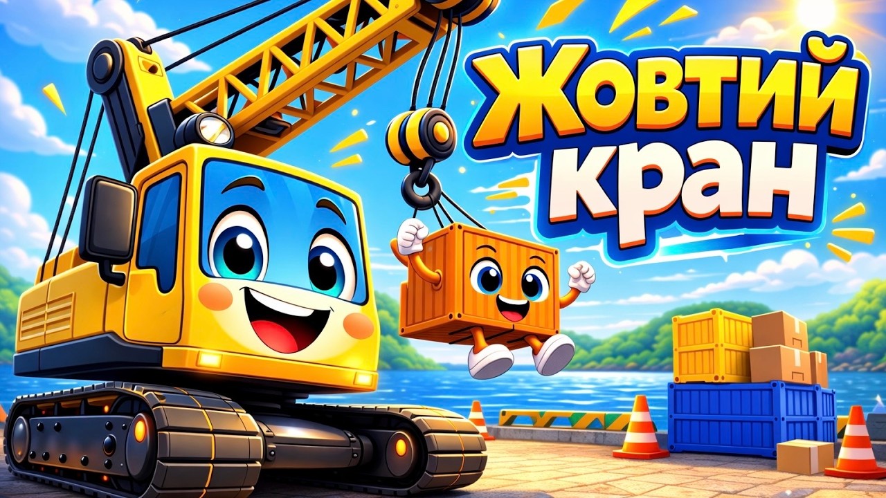 ЖОВТИЙ КРАН 🚧 | Веселий кран та контейнери | Мультик для дітей