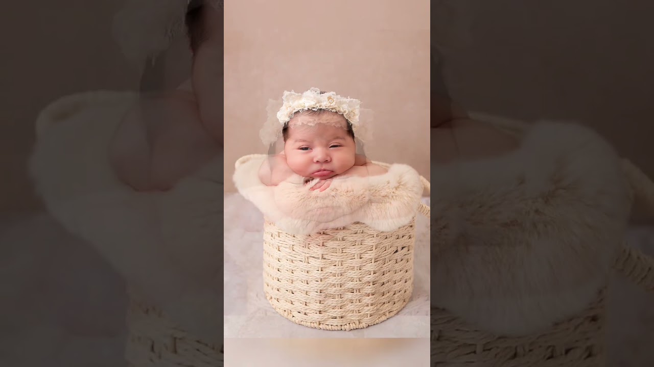Newborn photography, posing a baby in a bucket, chin on hands. #babyposing #newbornphototography