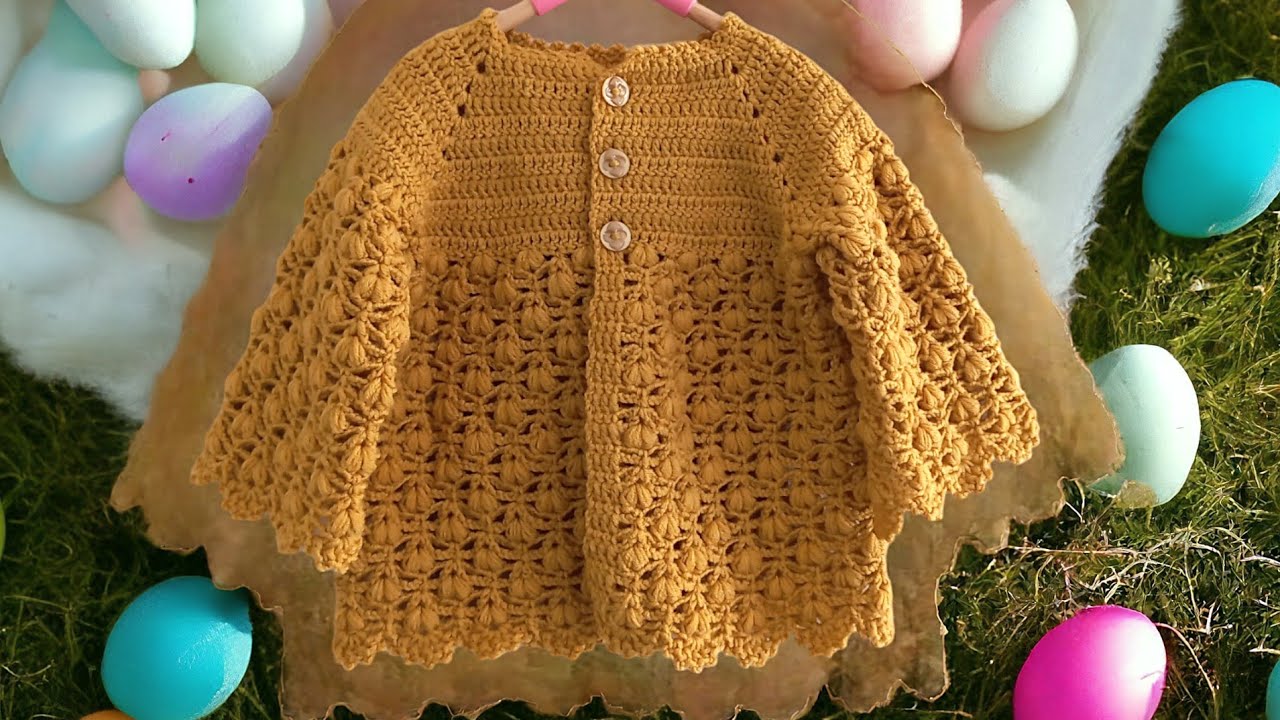 Yakadan başlanan robalı bebek hırka modeli yapılışı ''Kolay bebek ceket yapımı