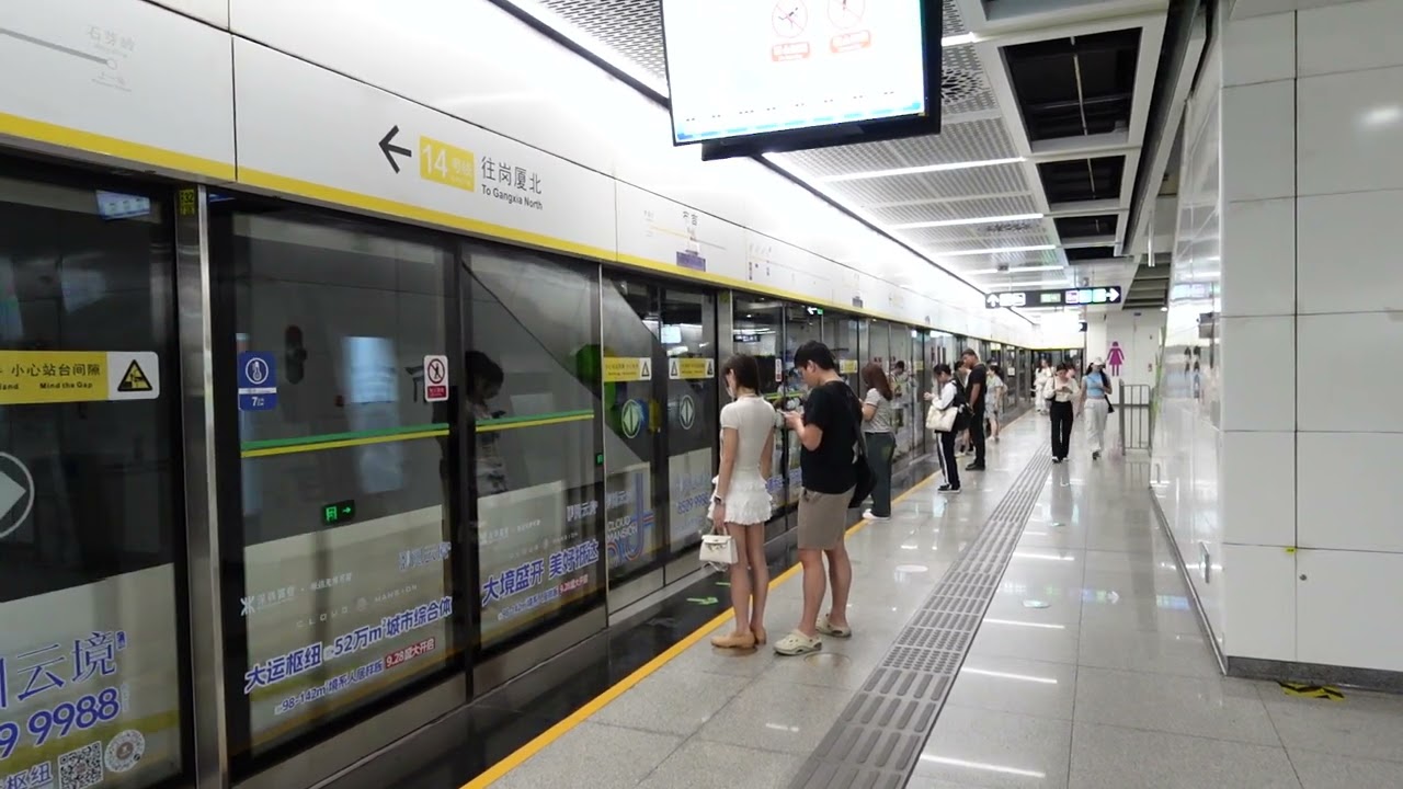 Shenzhen Metro Line 14 CRRC Changchun set #1419 arriving at Buji