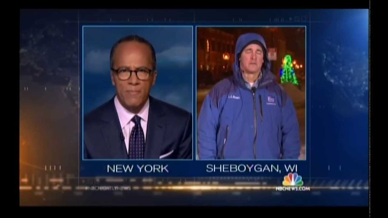 Mike Seidel NBC Nightly News Sheyboygan, WI Snow and Severe with package 12-22-2013