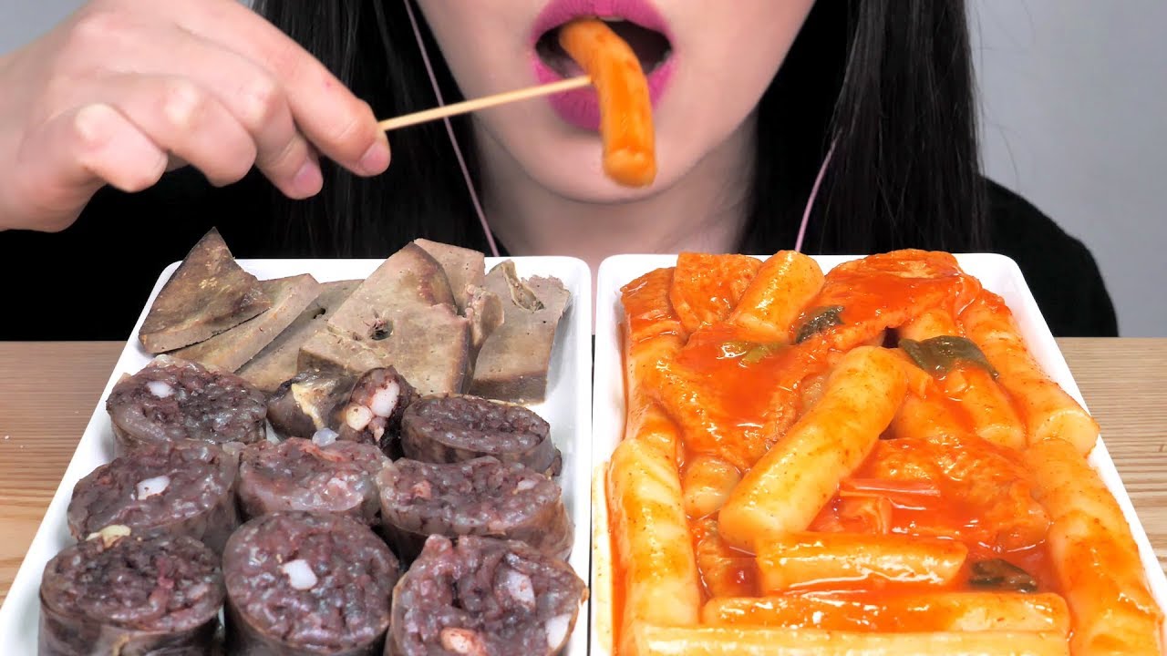 ASMR Sundae Tteokbokki 순대 떡볶이 먹방 咀嚼音 韓国 スンデとトッポッキ NO TALKING EATING SHOW MUKBANG