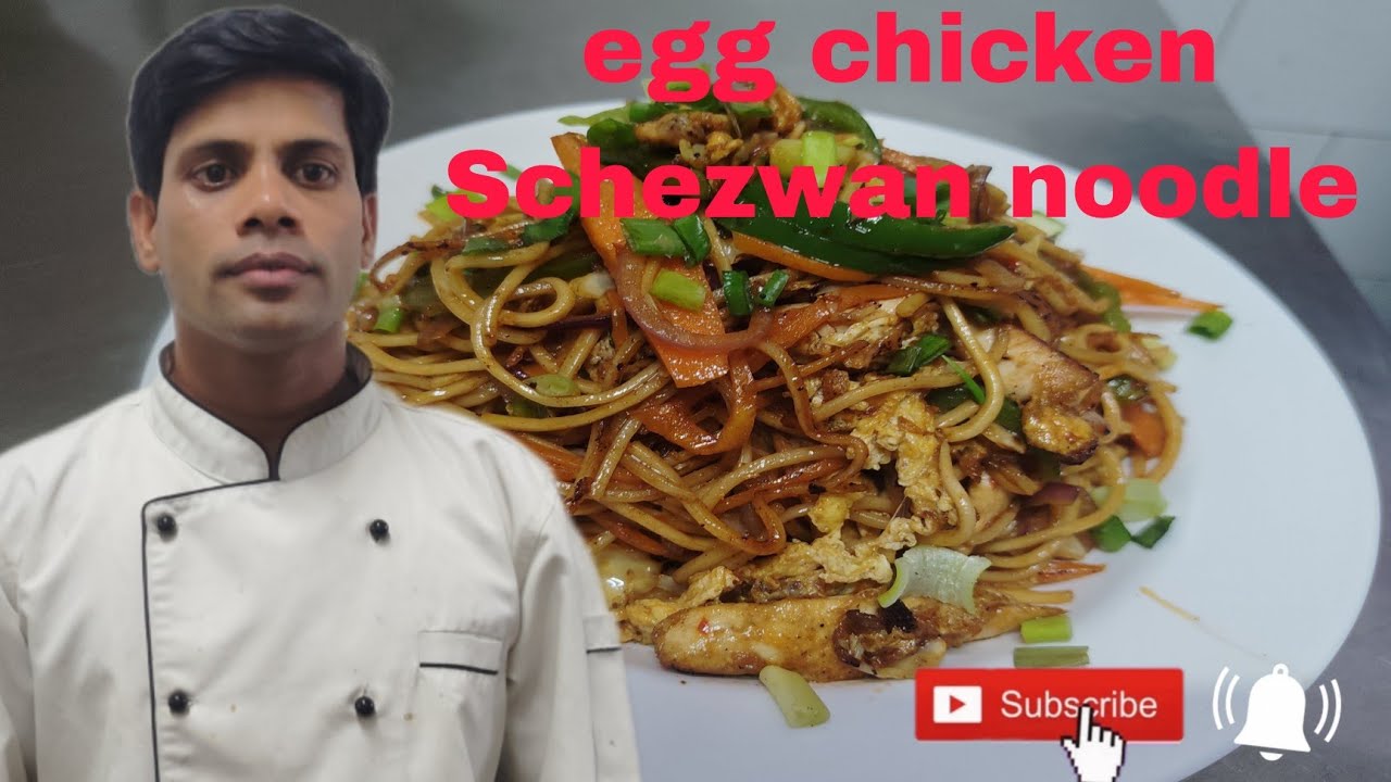 Egg chicken schezwan noodles recipe ! How to make egg chicken schezwan noodles ! Restaurant style 