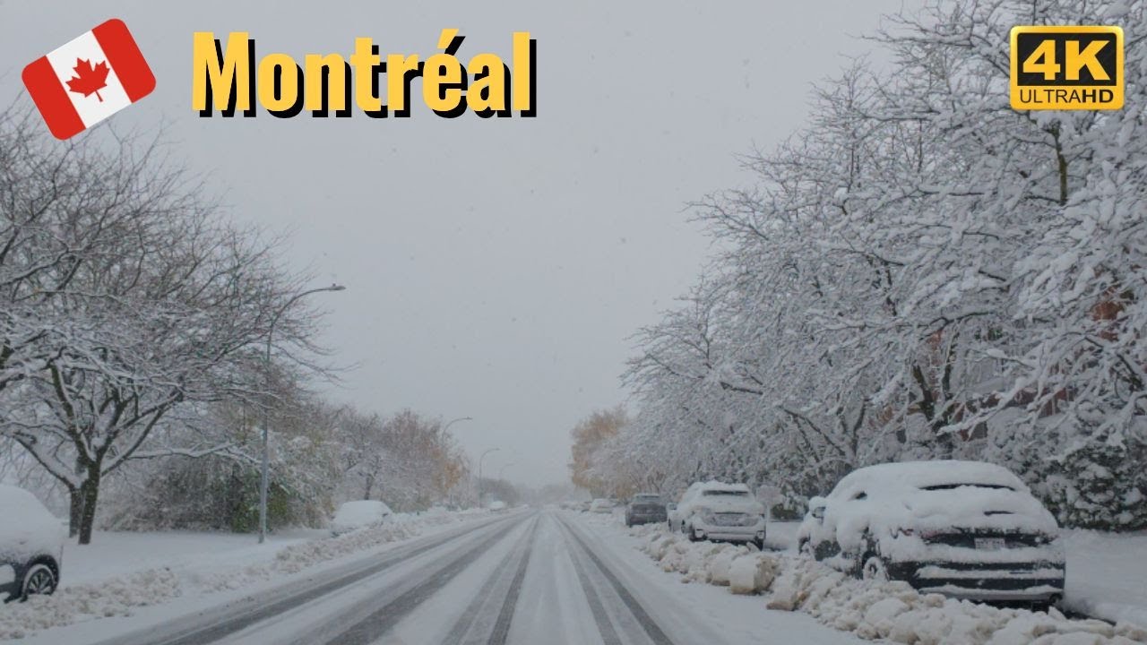 [4K] Heavy Snow in Montreal ❄️❄️❄️| City Covered in White #snow #snowfall #winter #driving