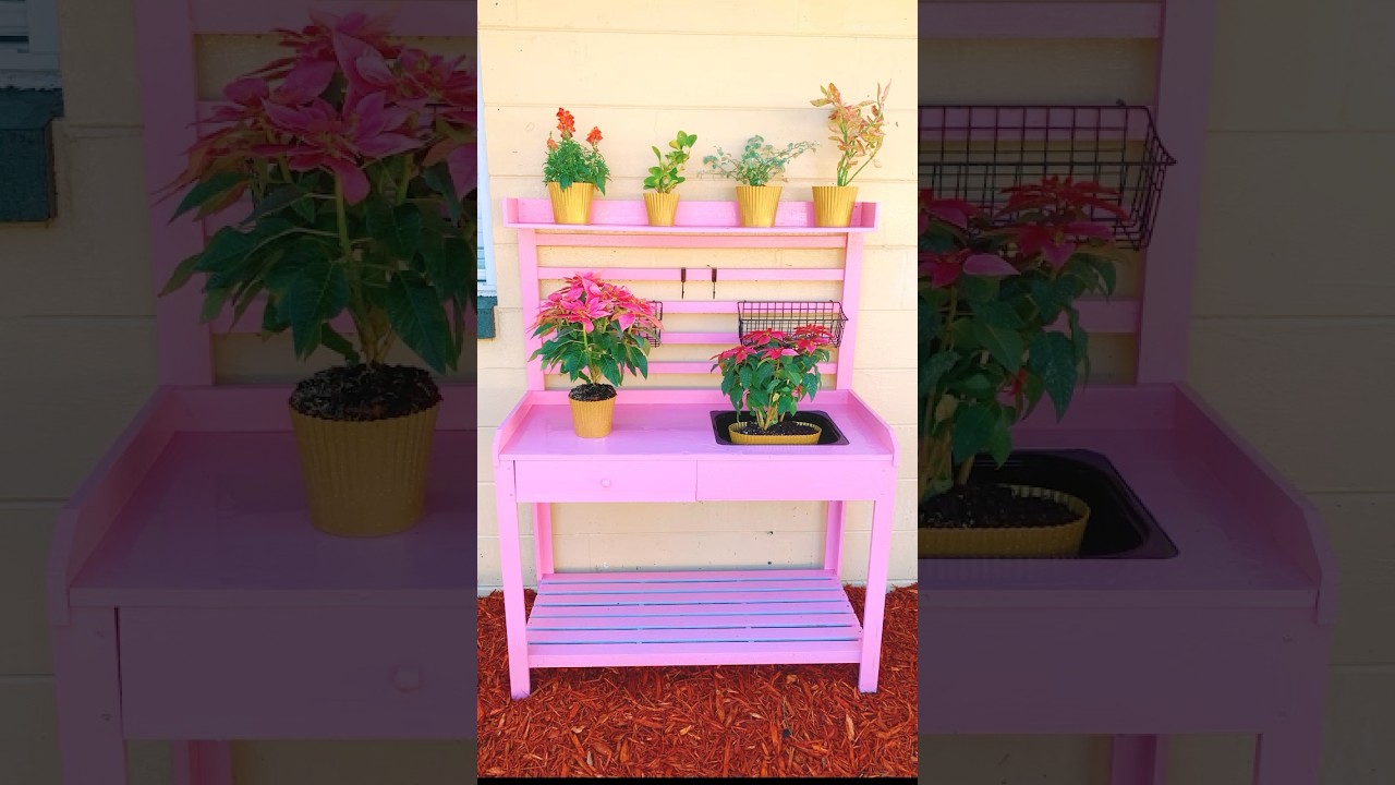 Transforming this potting bench into a bubblegum pink dream 🩷🌸✨💅