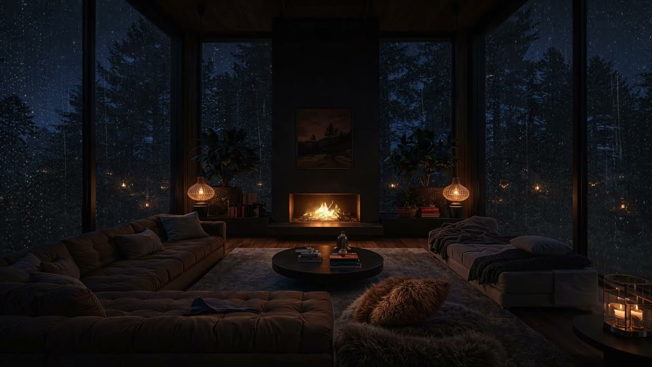 Cozy Rainy Night Ambience 🌧️ | Fireplace & Relaxing Rain Sounds for Deep Sleep, Stress Relief, Calm