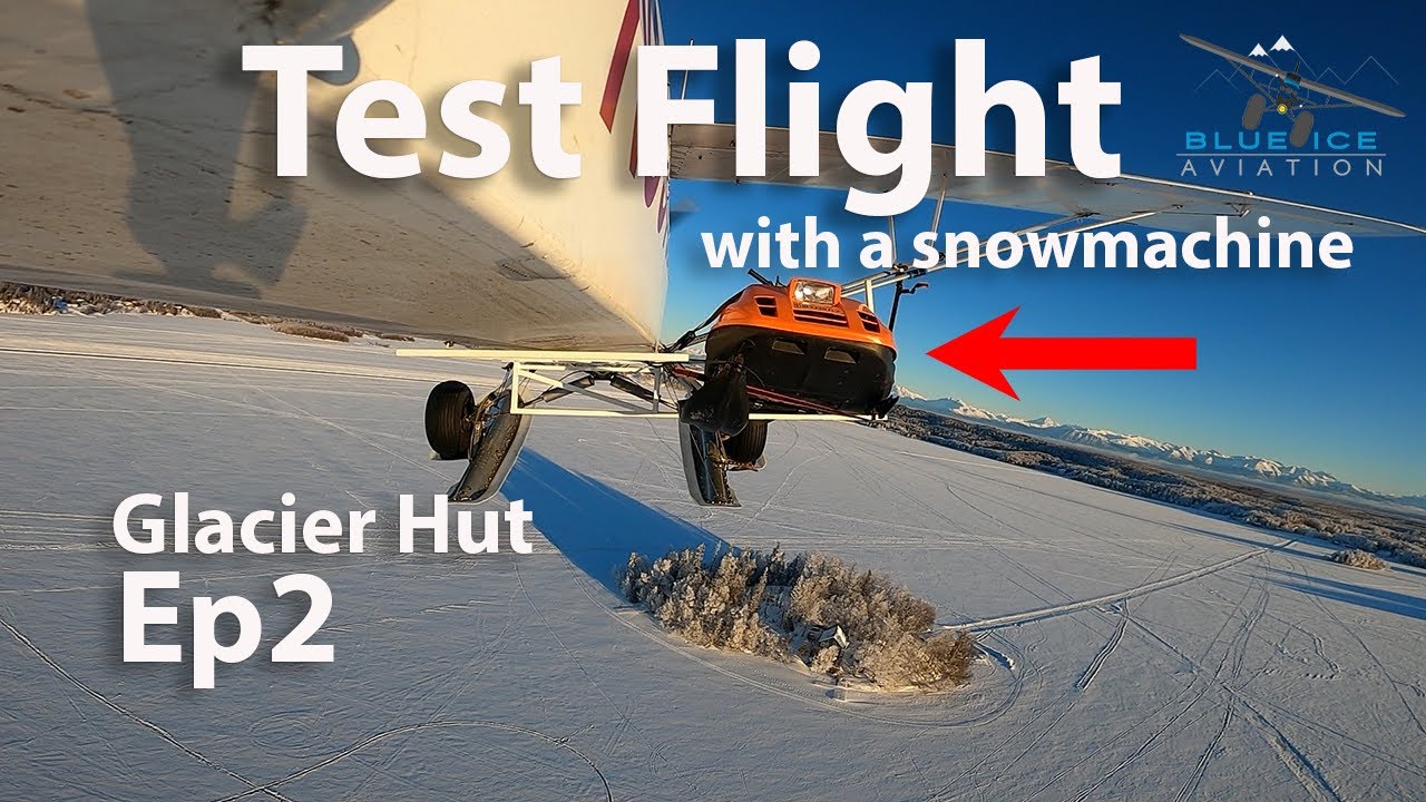 Test Flight with a Snowmobile Attached to the Super Cub