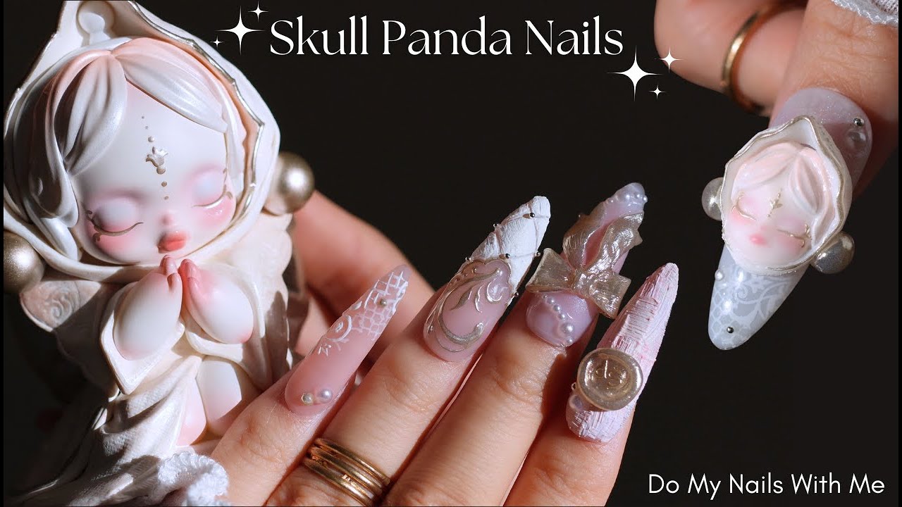 Skull Panda Inspired Nails ✨🎀🍽️ - Do My Nails With Me