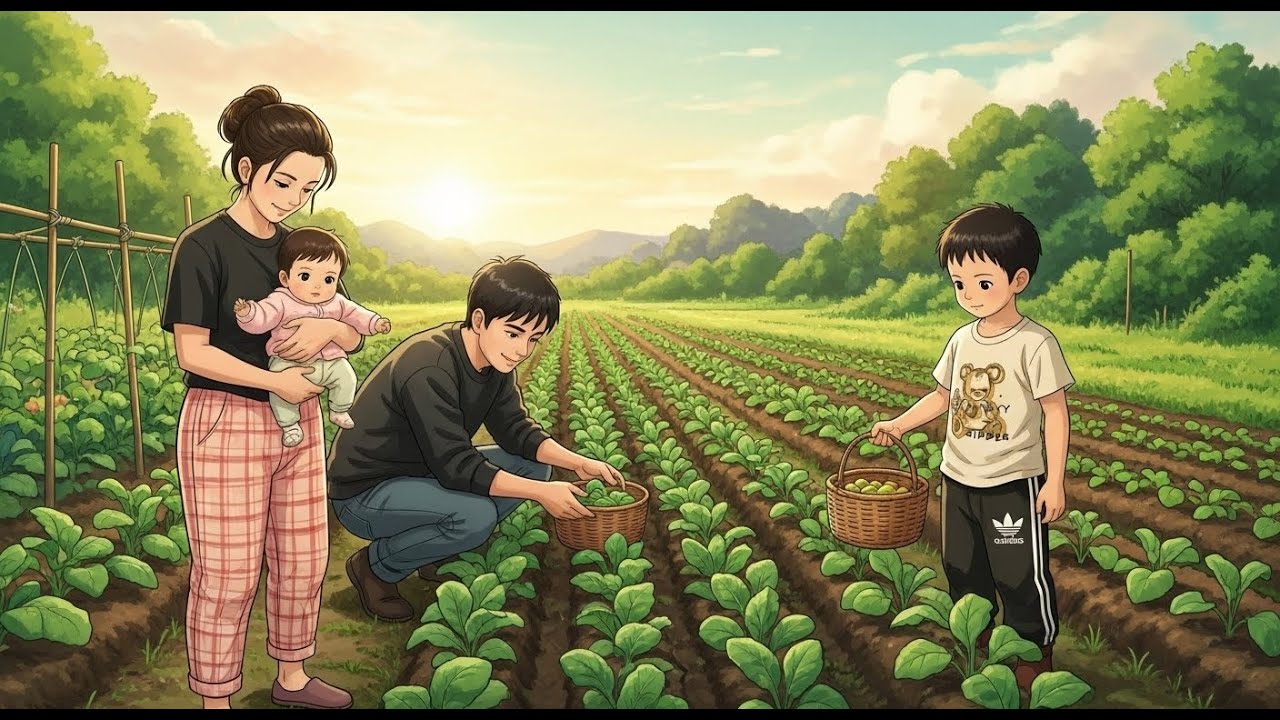 Harvesting the Garden Before Sunset | Simple Life with Family | Ghibli-Style Video