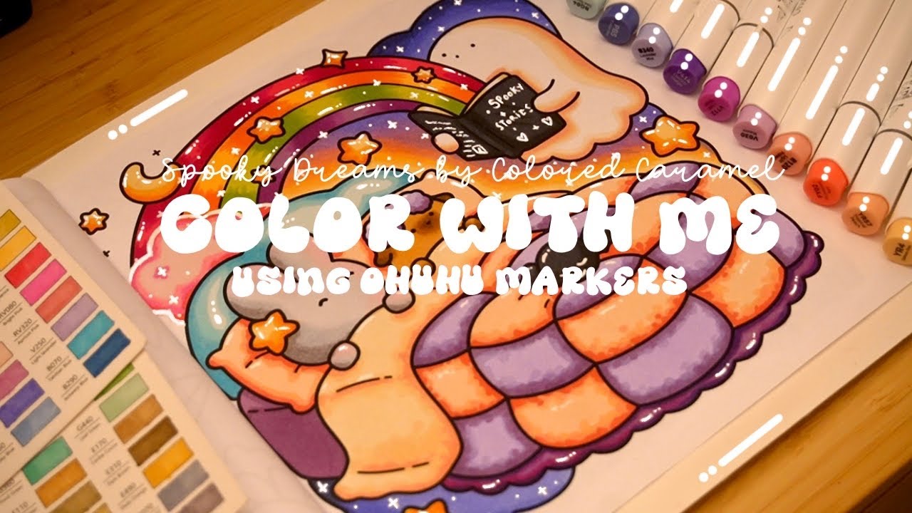 Color with me (ASMR)🌈👻  'Spooky Dreams' by Colored Caramel 🌱✏️ Ohuhu markers ✨ #adultcoloring #asmr