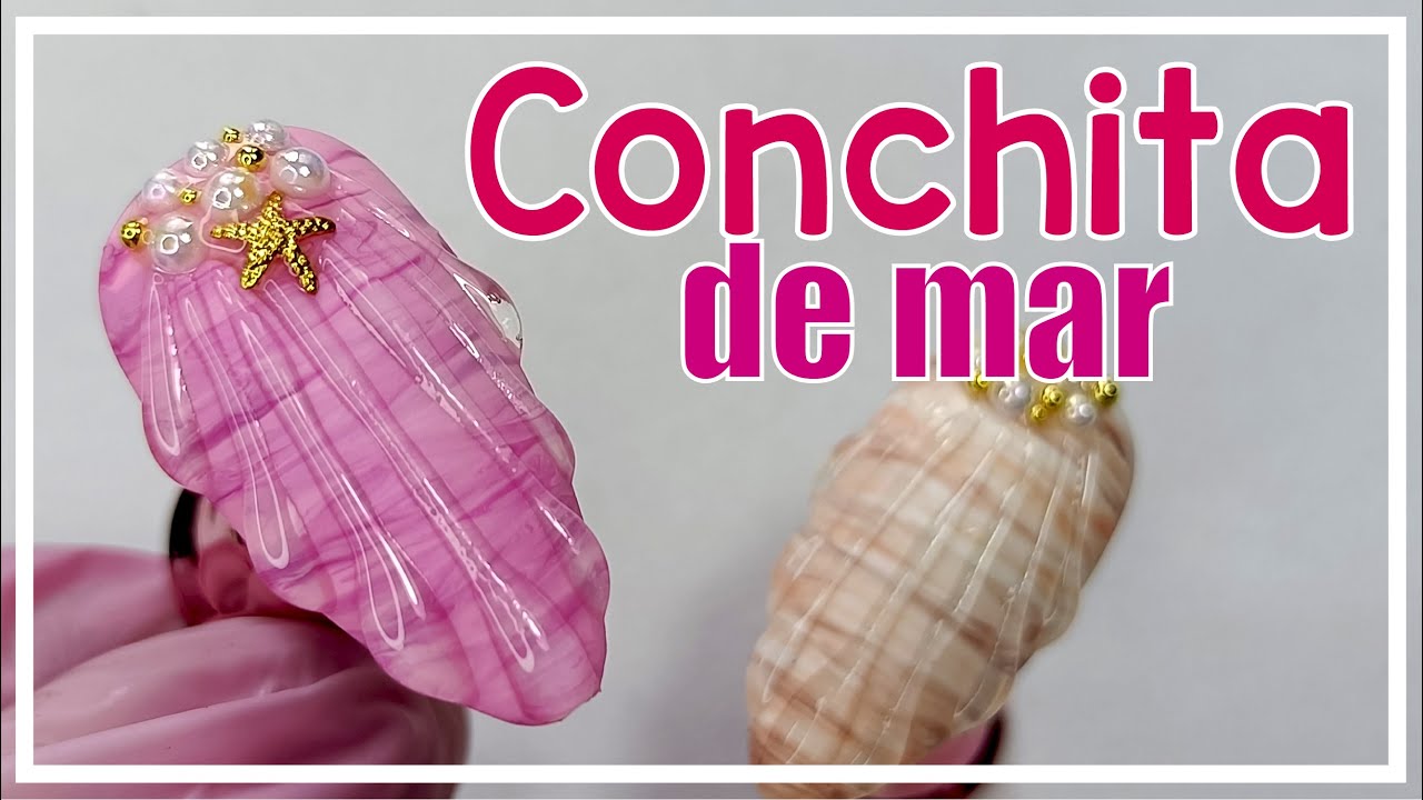 Uñas de CONCHITA DE MAR | Uñas de PLAYA | Gelish y Gel de construcción,  punta almendra PASO A PASO