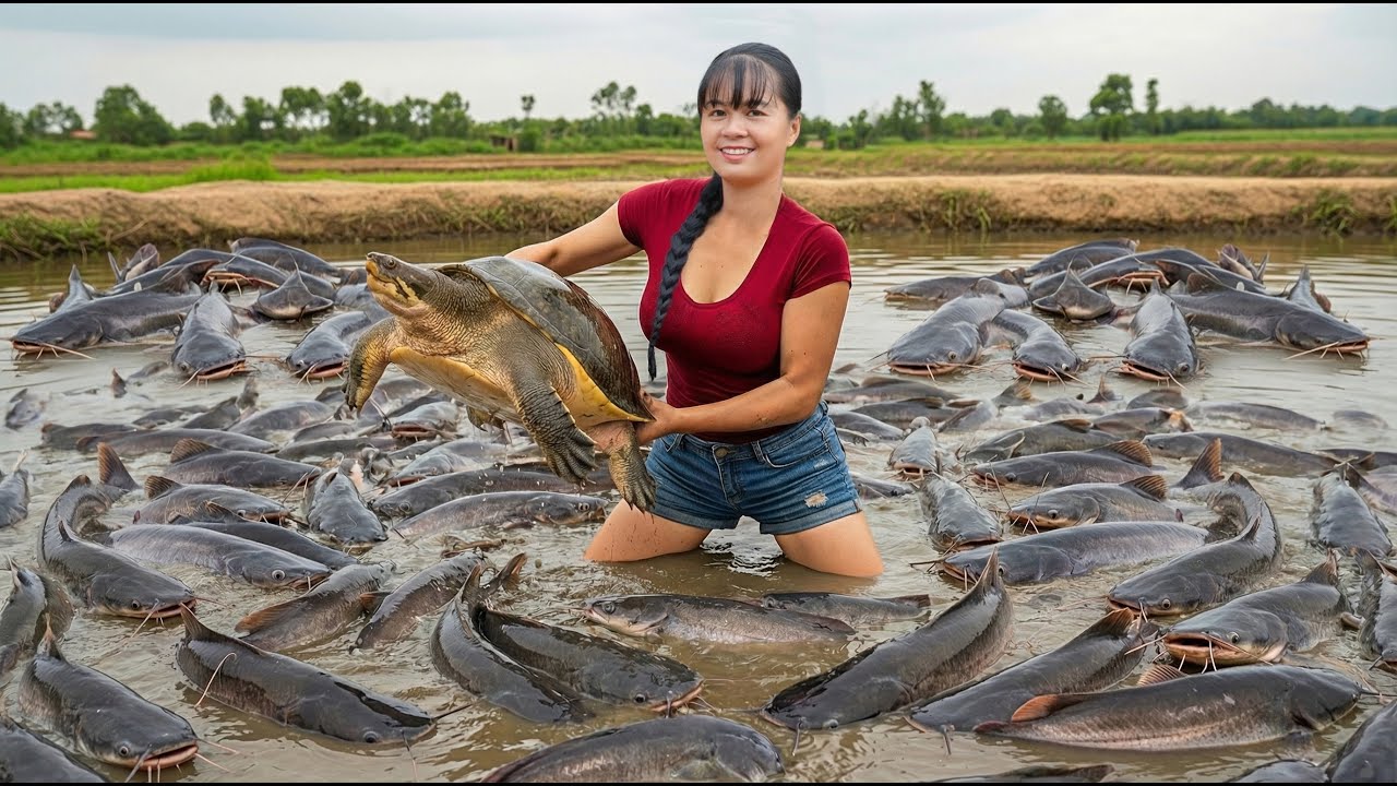 REWIND TIMALAPSE -- Harvesting A Lot Of Big Fish At Mub Pond Go To Countryside Market Sell