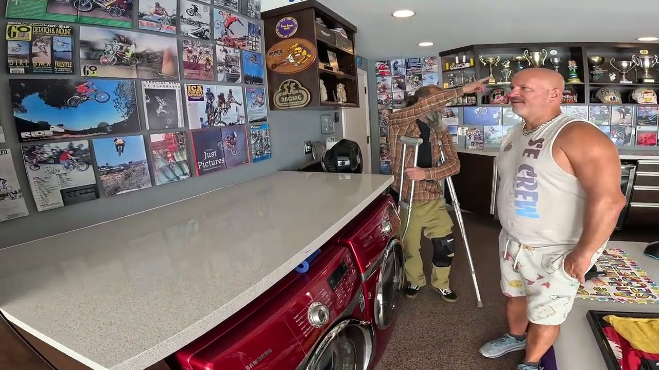 Checking out Wildman Todd Lyons' garage.