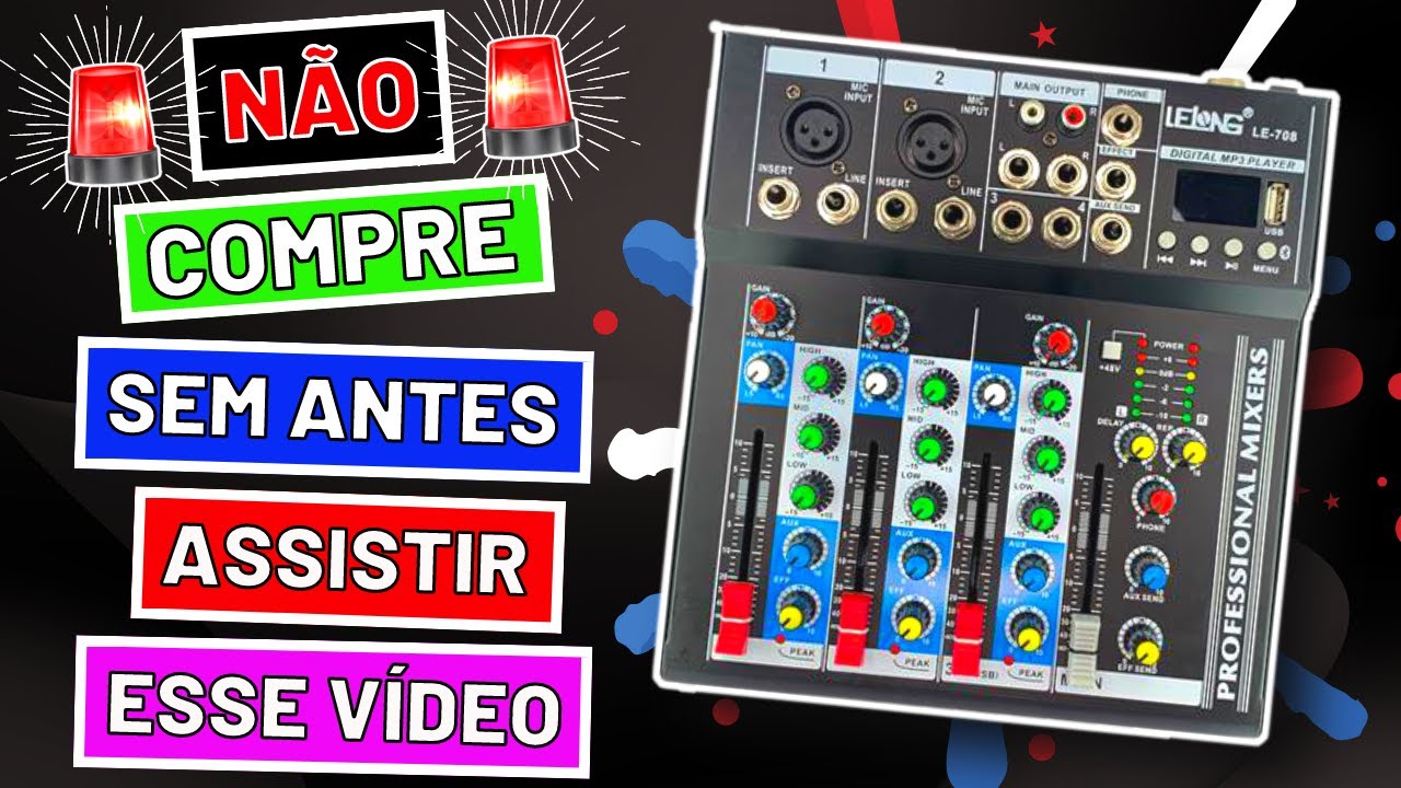 Saiba e aprenda tudo sobre a mesa de som com interface da LELONG LE 708 com 4 canais