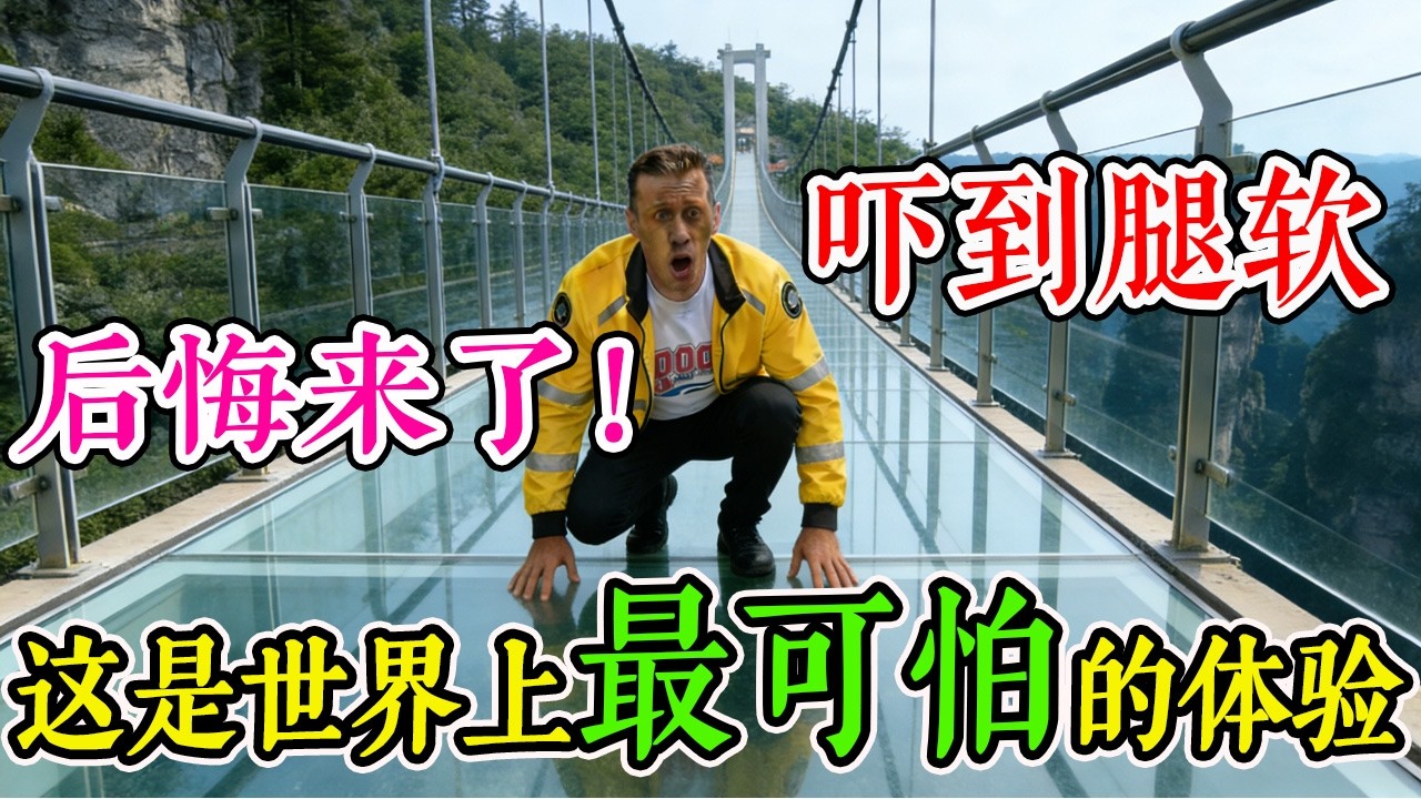 这简直是世界上最可怕的步行体验！波兰美团哥独自勇闯中国张家界玻璃栈道，被吓到腿软！全程惊呼：太可怕了！#travel #旅游 #旅行 #真实的中国 #环游世界 #中国旅行 #环球旅行 #张家界